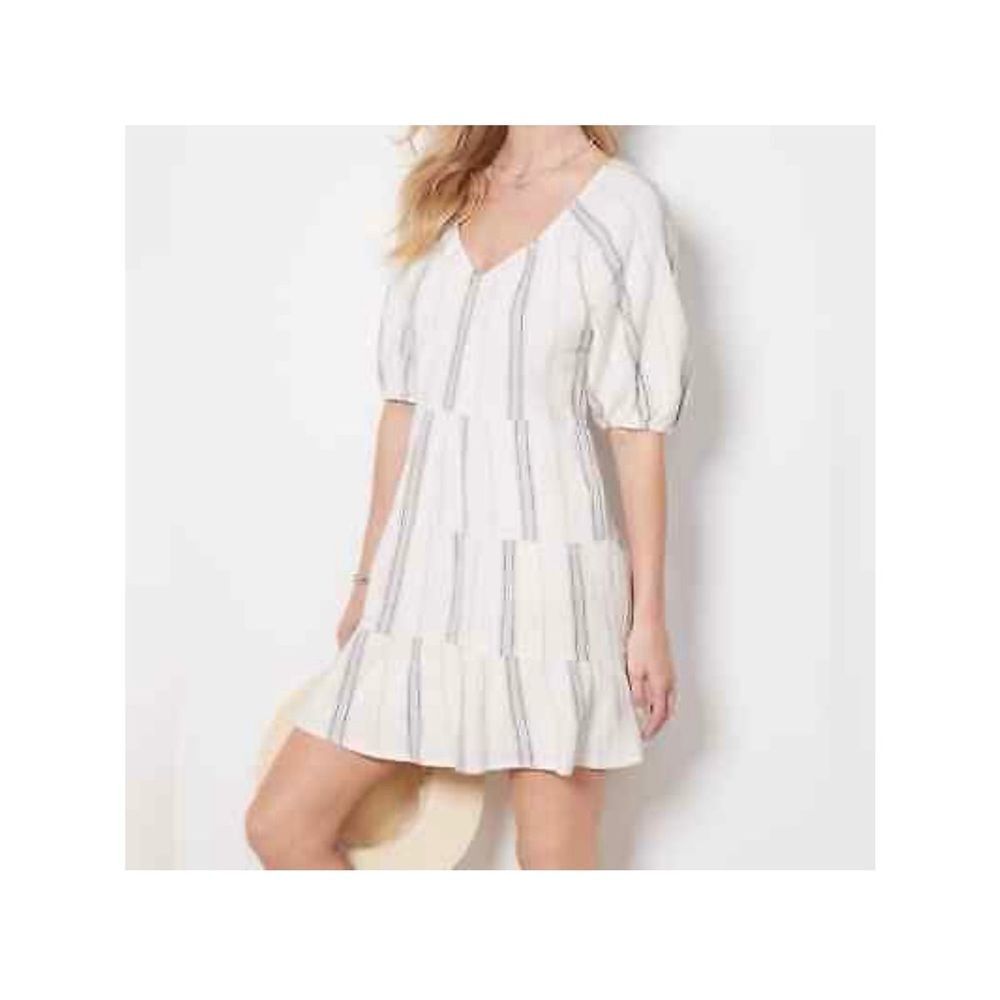 Evereve Alexia Cotton Gauze Tiered Minidress Pockets Size Small